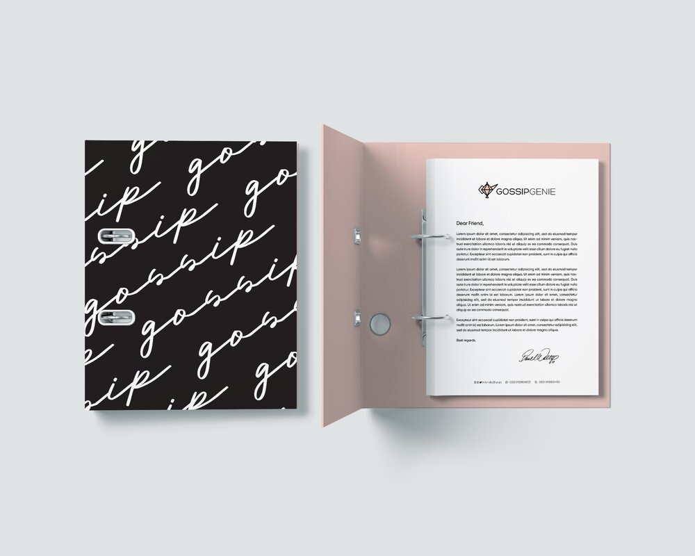 Folder mockup - Gossip Genie
